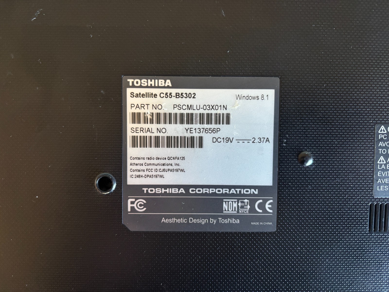 Toshiba Satellite C55‑B5302 – For Parts or Repair (Not Working, No Charger) #LZ gallery