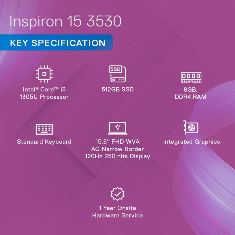 DELL Inspiron | Intel Core i3 13th Gen 1305U - 8 GB/512 GB SSD/Windows gallery