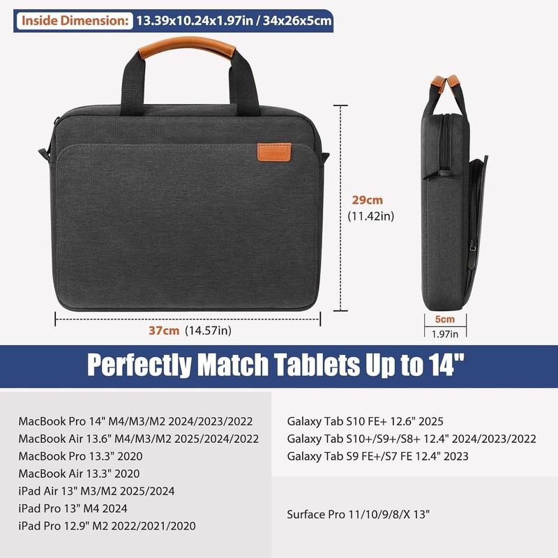 Black & Gray Laptop Sleeve Bag for 13-14 Inch MacBook Air M5/Mac Neo A18 Pro gallery