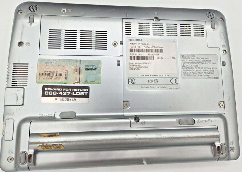 Toshiba Mini NB305-N410BN-G Laptop, Used, Untested, Turns On, No Hard Drive gallery