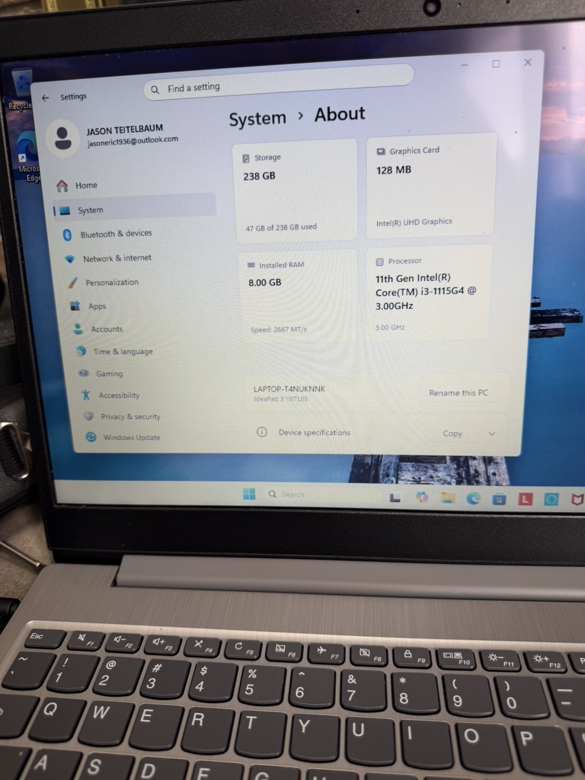 Lenovo-IdeaPad 3 15" HD touch screen laptop intel core i3-1115g4 8g memory-256g gallery