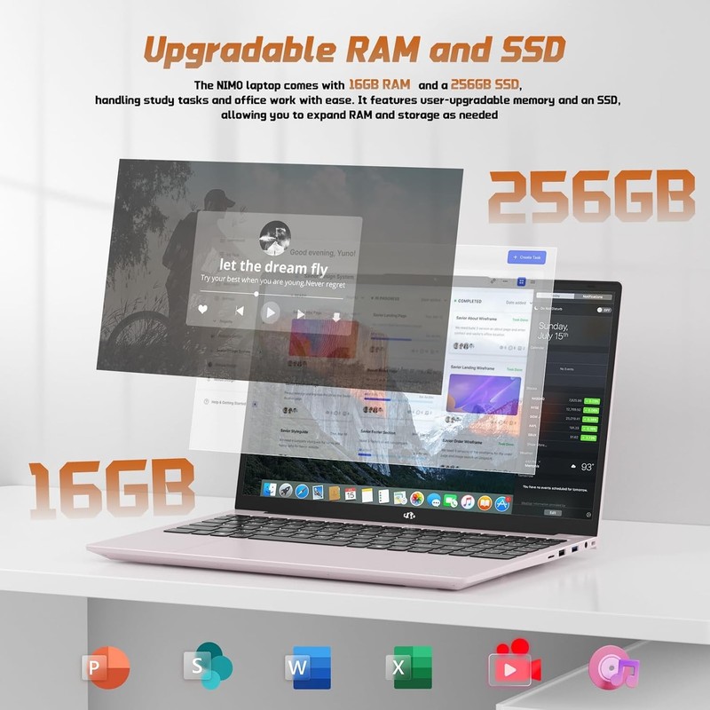 NIMO 15.6" FHD IPS Student Laptop 8GB RAM 128/256/512GB SSD 13th Gen Intel N150 gallery