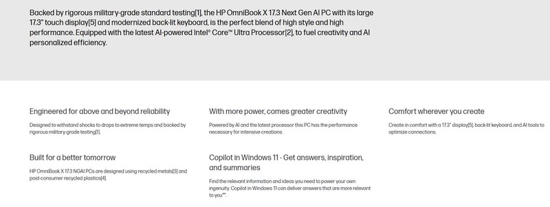 HP OMNIBOOK X 17T-DD000 AI Laptop PC 17.3" Touch U7 i7 16GB 1TB Backlit Key W11 gallery