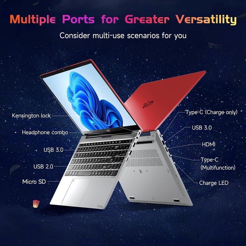 NIMO 15.6" FHD Laptop Intel Pentium Quad-Core N100 8GB RAM 128GB SSD WiFi 6 gallery