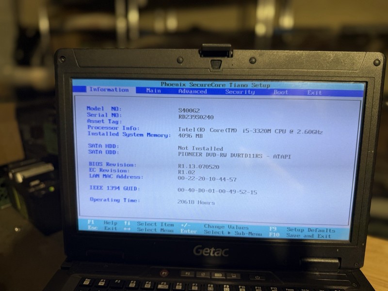 Getac S400 G2 CD/DVD Drive Intel Core i5-3320M No HDD/ Caddy boot To Bios gallery