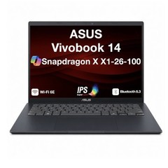 ASUS Vivobook 14 14.0″ WUXGA 3.00GHz Snapdragon X X1-26-100 16GB RAM 512GB W11H