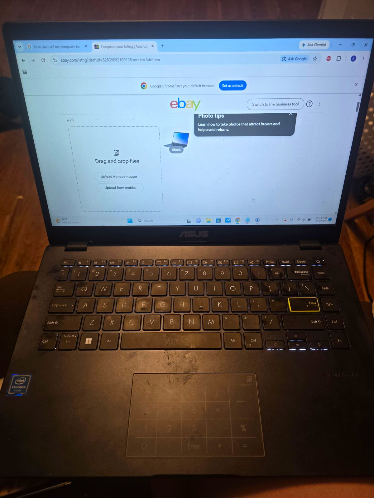 ASUS VivoBook V25 15.6" Intel Celeron 4GB RAM 128GB SSD Win 11 Black gallery