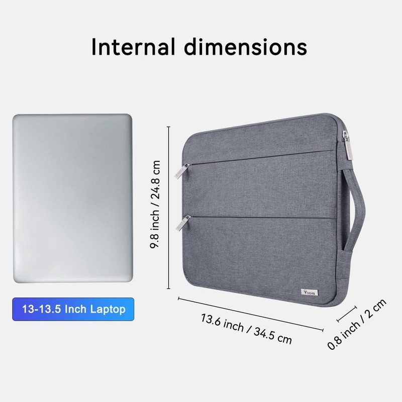Laptop Sleeve Carrying Case 13 13.6 Inch for MacBook Air 13 M1/M2/M3/M4, Grey gallery