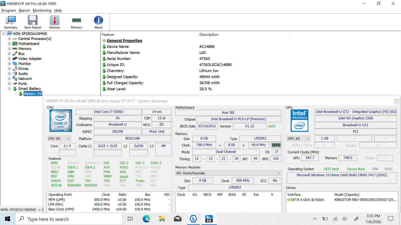 Acer Aspire R7-371T 2-in-1 13" FHD Touch I7-5500U 256GB SSD 8GB W10 Webcam gallery