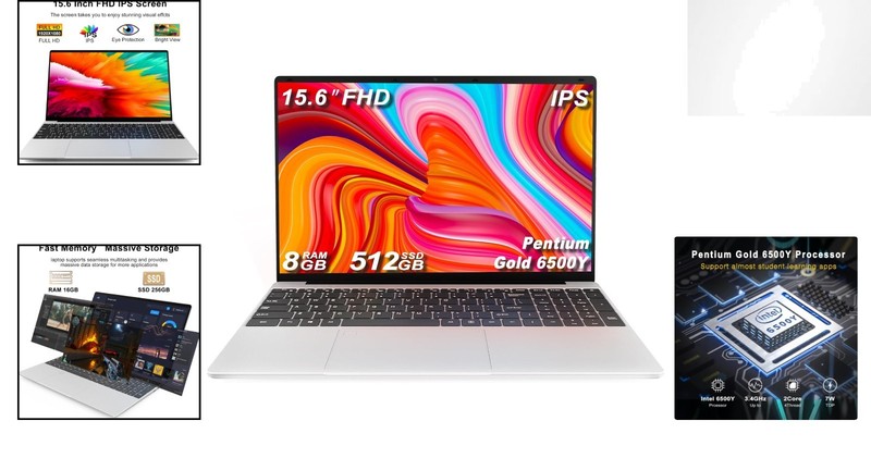 Portable 15.6 Inch FHD Laptop, 8GB RAM, SSD, Fingerprint Reader, Windows 11 gallery