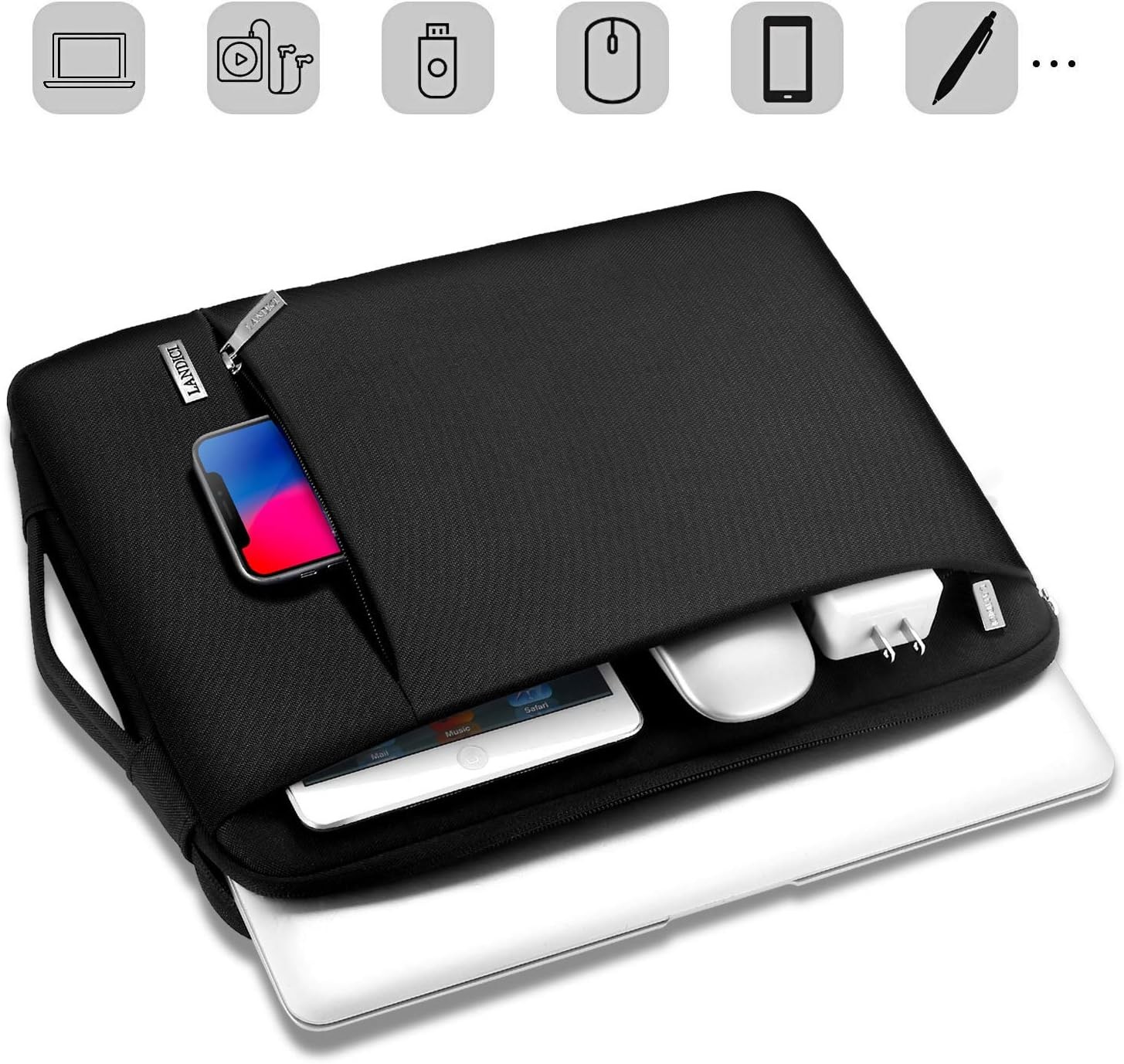 Black 360° Shockproof Laptop Sleeve for 11-12.6 Inch Surface Pro, MacBook Air gallery
