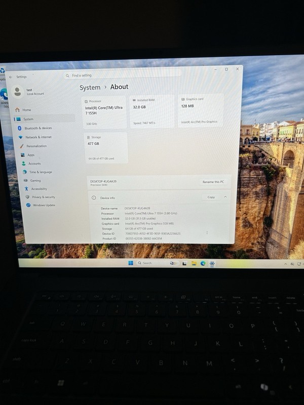 Dell Precision 5690 16" Core Ultra 7 155H 32GB 512GB SSD Win11 READ DESCRIPTION gallery