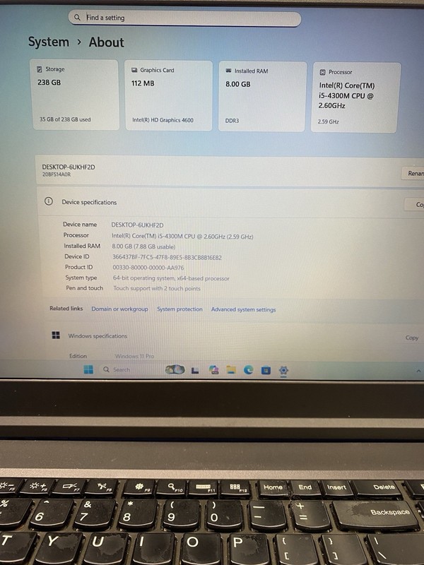 Lenovo ThinkPad T540p Core i5-4300M @ 2.60GHz 8GB RAM 256GB SSD Windows 11 Pro. gallery