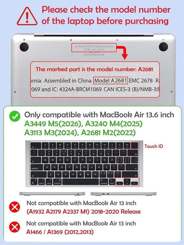 Compatible with MacBook Air 13 inch Case M5 2026 M4 2025 M3 M2 2024-2022 A3449 A gallery