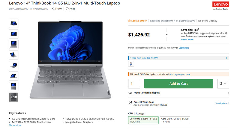 Lenovo ThinkBook 14 2-in-1 G5 IAU Luna_Grey 512GB SSD Ram 16GB Intel Core U5 225 gallery