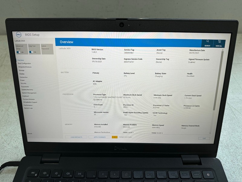 Dell Latitude 3420 14 FHD (i7-1165G7 @2.80, 8GB RAM, Boot To Bio) NO HD/ADAPTER gallery