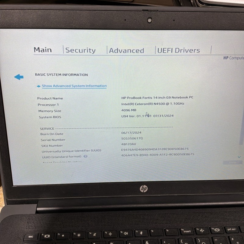 HP Pro Fortis 14 G9 Intel Celeron N4500 CPU @ 1.10GHz 4GB RAM 64GB SSD C336 gallery