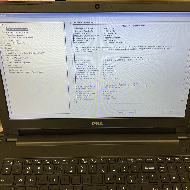DELL LATITUDE 3570 INTEL CORE I5-6200U 2.30GHZ 4GB RAM 120GB HDD Windows 10 Pro gallery