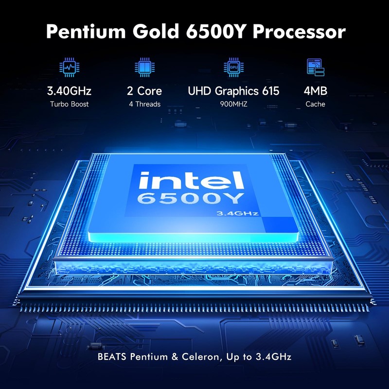 2026 Laptop Computer, Pentium Gold 6500Y (Beat Celeron, Up to 3.4GHz), 8GB RA... gallery