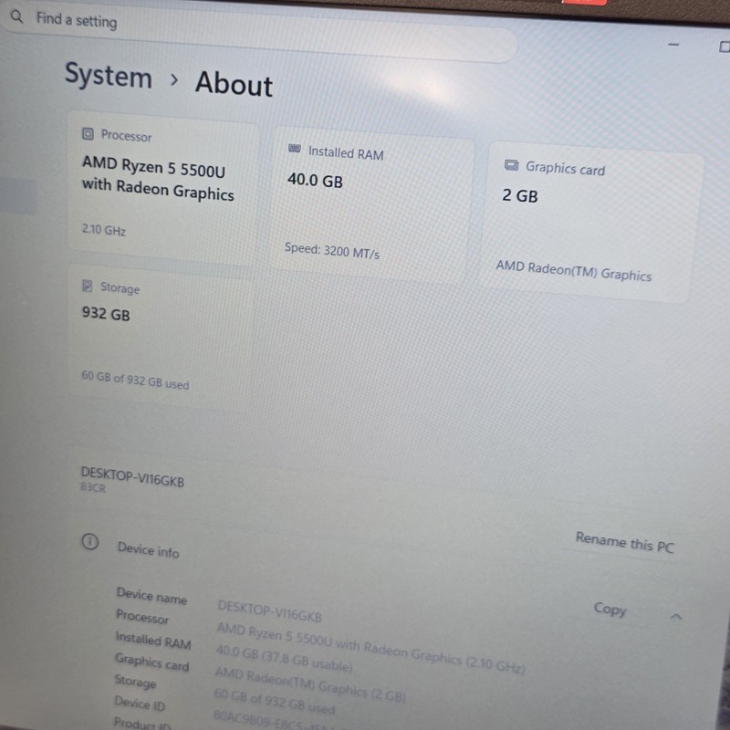 Lenovo V15 G4 ABP 15.6" FHD AMD Ryzen 5 5500u 2GHz 40GB RAM 1TB SSD gallery