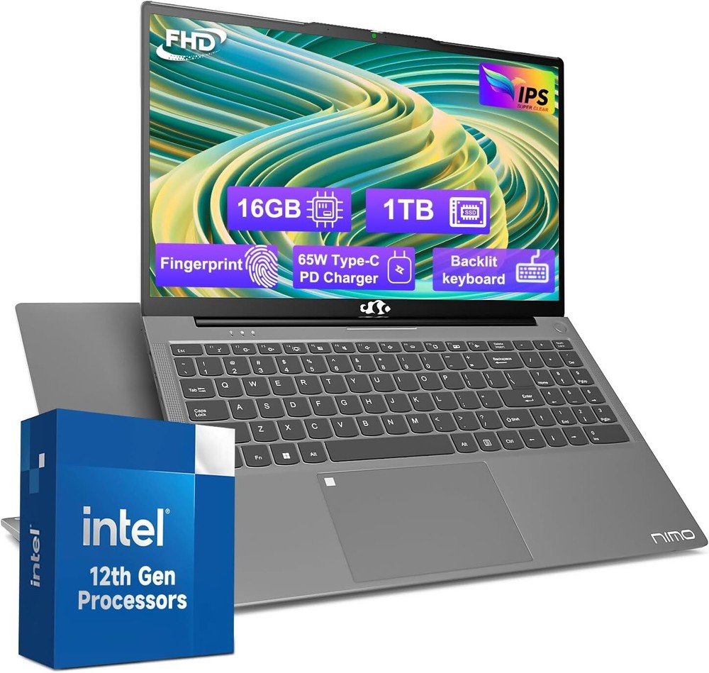 NIMO 15.6 IPS FHD-Laptop, 16GB RAM 1TB SSD Intel Pentium Quad Core N100 Computer
