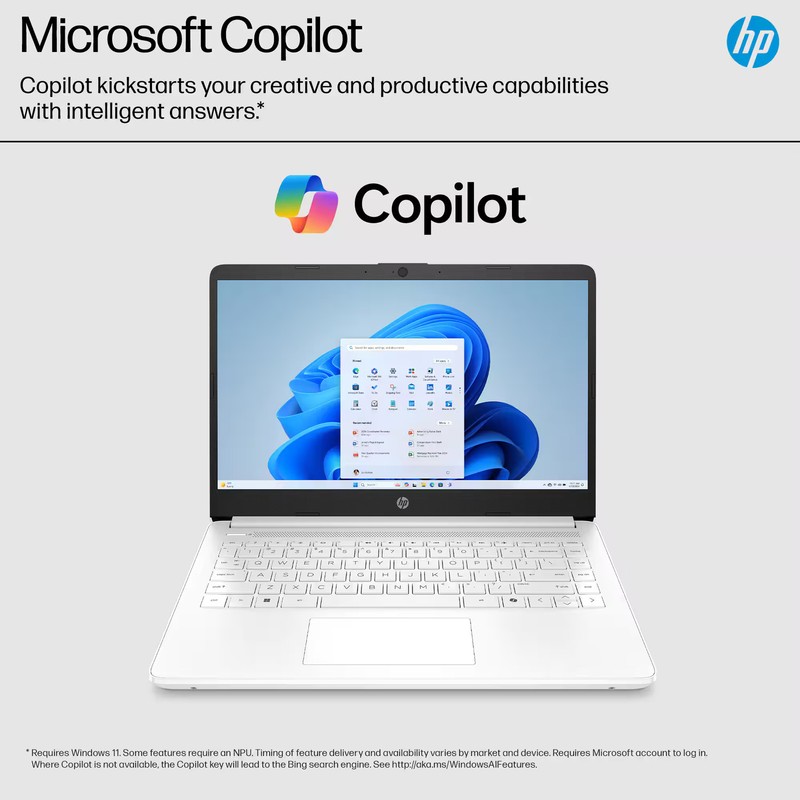 HP - 14" Laptop - Intel Celeron N4500 2021 - 4GB Memory - 64GB eMMC - Snowfla... gallery