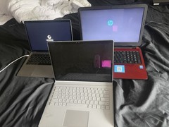 Lot Of 3 Laptop MacBook Air 2018 Locked Hp Laptop Red And Microsoft Book Parts!!