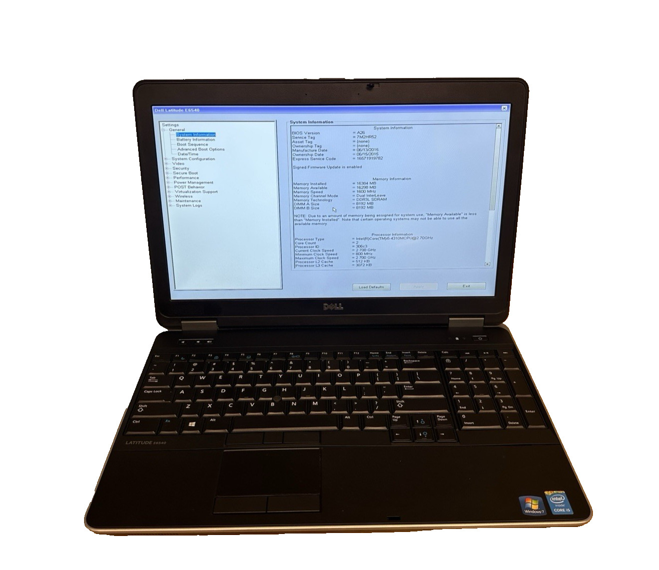 DELL Latitude E6540 DNWJ7 Core i5-4310M/ 16GB - NO HDD/NO OS - Boots to Bios! gallery