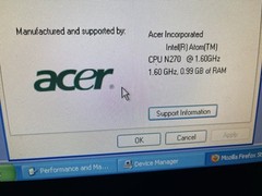 Acer Aspire One KAV60 Intel Atom N270 1.60GHz 1GB RAM Cracked Read Description