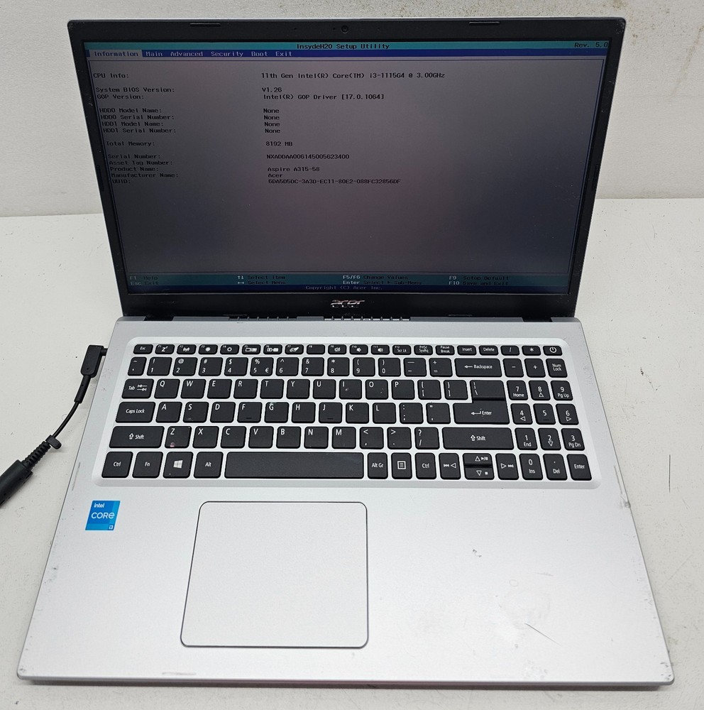 Acer Aspire 3 A315-58-300D Laptop Intel Core i3-1115G4 8GB Ram NO HD/OS (FL)