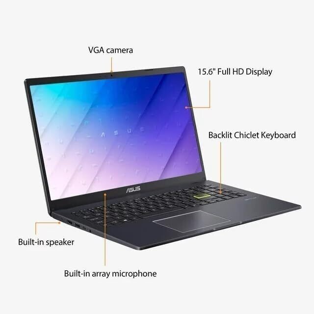 ASUS 15.6" FHD Laptop, Intel Celeron, 4GB RAM, 128GB eMMC, Win11, L510MA-WS05 gallery