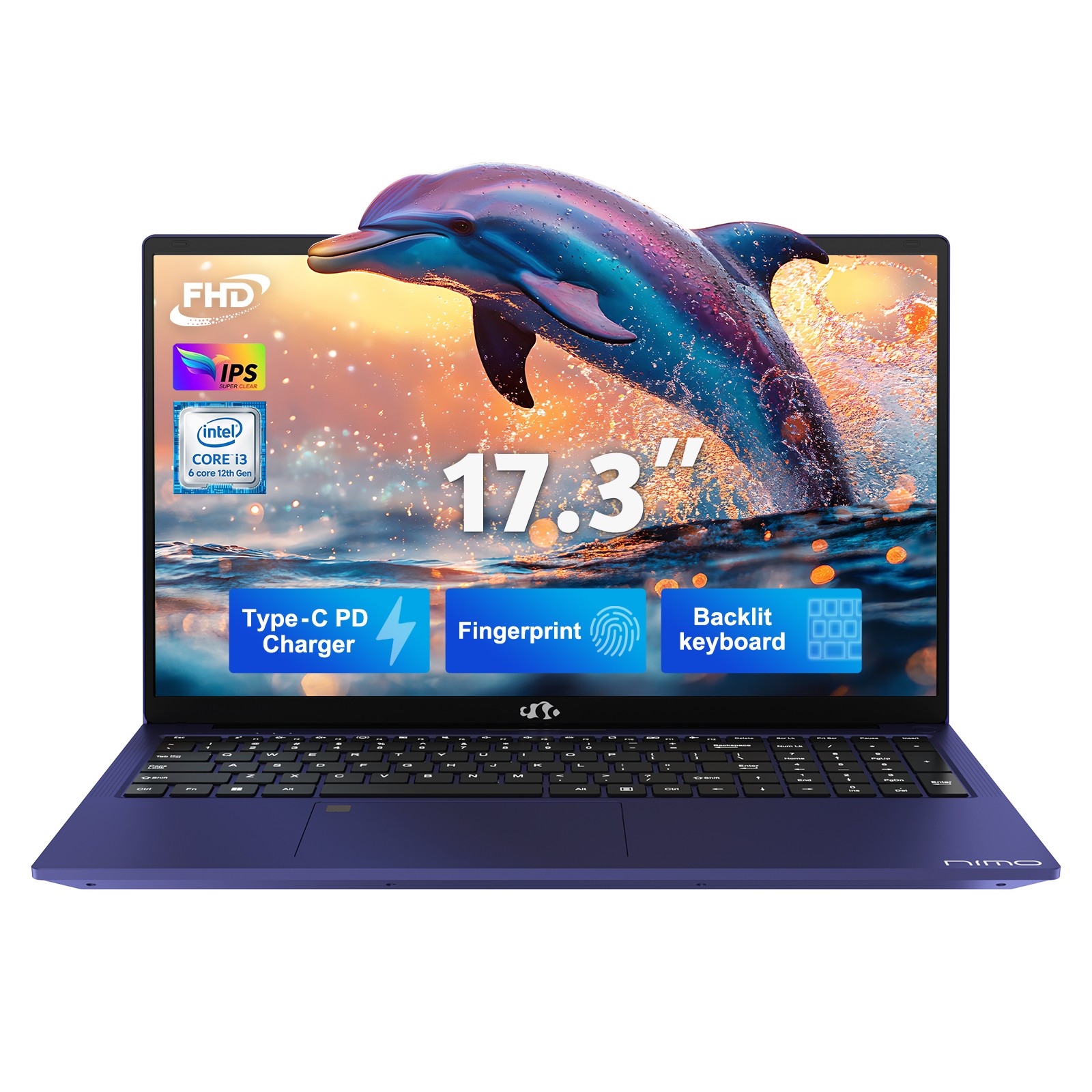NIMO 17.3" IPS FHD Laptop Intel 6 Core i3-1215U 8GB RAM 256GB SSD Up to 4.4GHz gallery