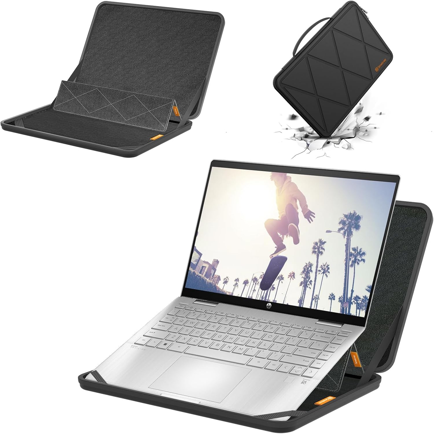 MS47T Hard EVA Protective Sleeve Case with Stand for 14 inch HP Pavilion x360 2- gallery
