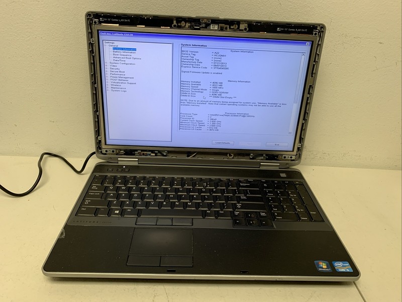DELL LATITUDE E6530 Intel Core i5-3230M 2.60 GHZ 4GB No Hdd No Charger /for Part gallery