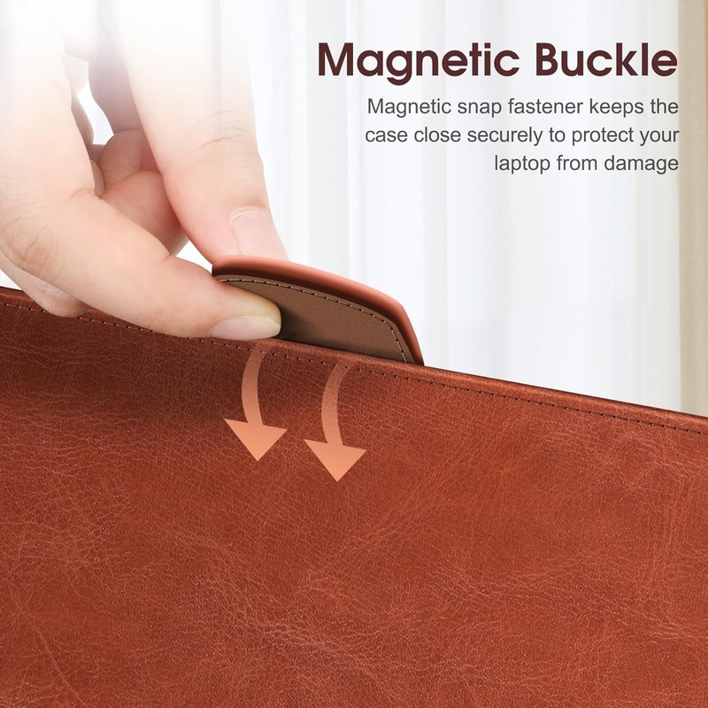 Sleeve for MacBook Pro 14 Inch, PU Leather Folio Cover, Brown gallery