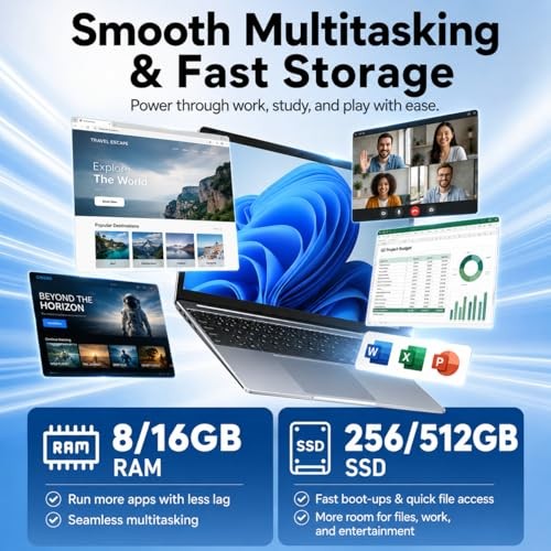 2026 Laptops Computer,15.6" Windows 11 Pro Laptop 15.6 Inches Silver 256 GB gallery