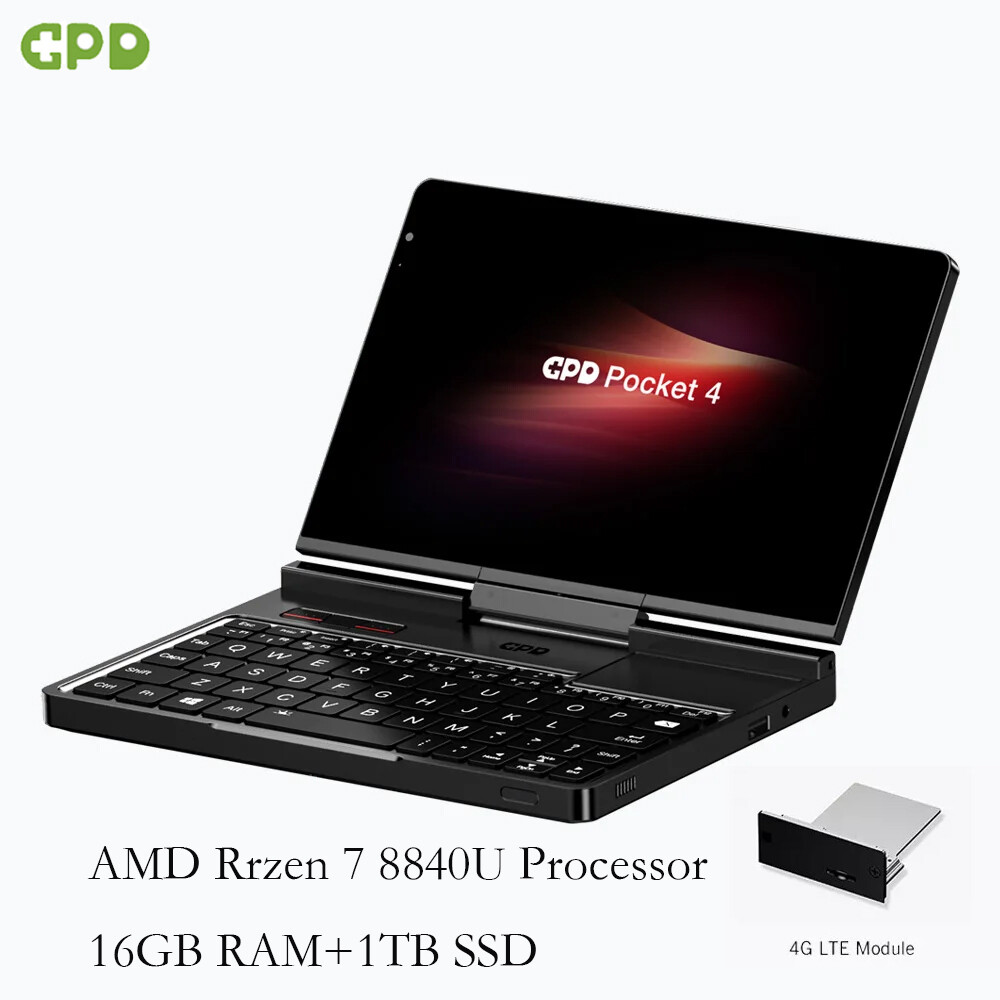 GPD Pocket 4 Mini PC Portable Handheld PC AMD R7-8840U 16G+1TB + 4G LTE Module
