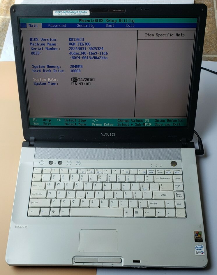 Sony VAIO PCG-7N2L 2GB RAM 100GB HDD WIFI BIOS TESTED gallery