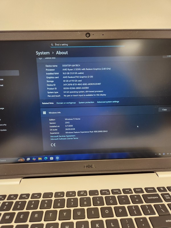 Dell Inspiron 3505 AMD Ryzen 3 3250U, 16GB RAM, 120GB NVME, Win11 #0484 gallery