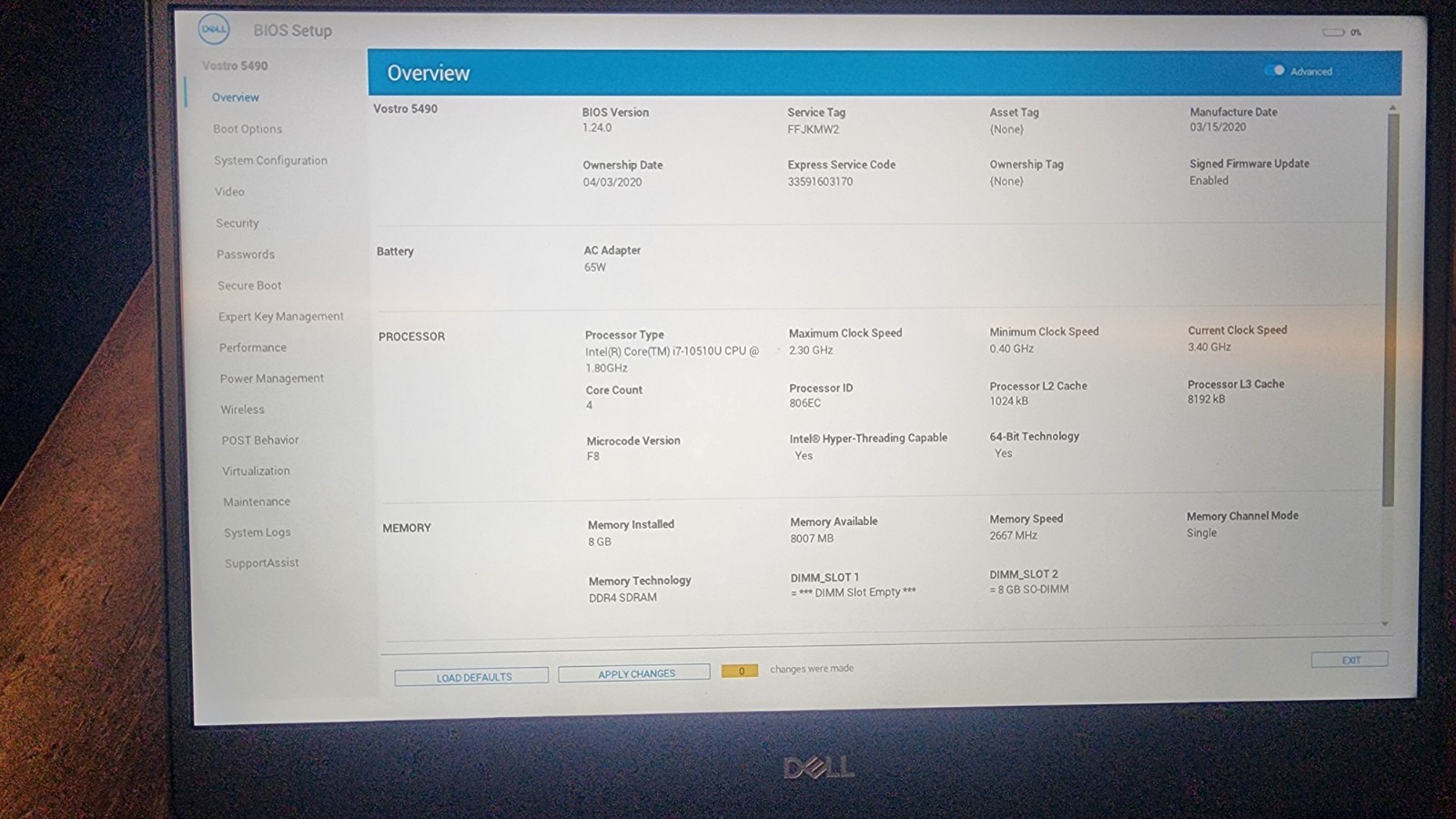Dell Vostro 5490 14" Laptop i7-10510U 8GB RAM 240GB SSD W11PRO MX250 - no batt gallery