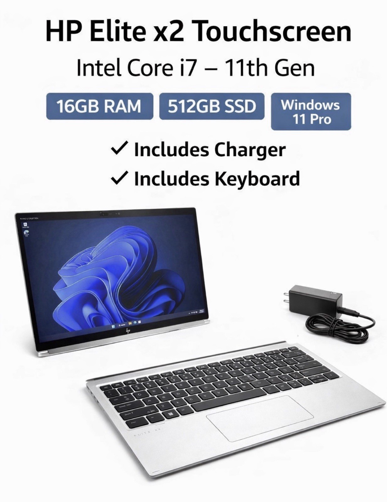HP Elite X2 G8 Tablet 13" Core i7-1185G7 3.0GHz 16GB RAM 512GB SSD Win11 PSilver gallery