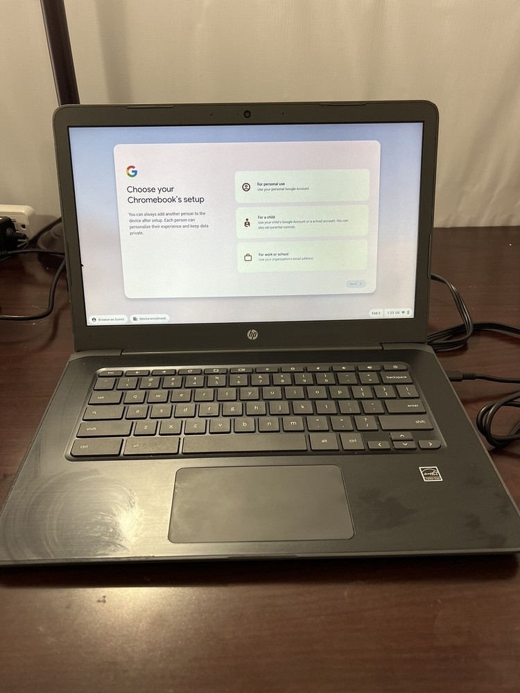 HP Chromebook 14 G5 14 inch | 32GB | AMD A6 | 1.8GHz| 4GB RAM No Power Adapter