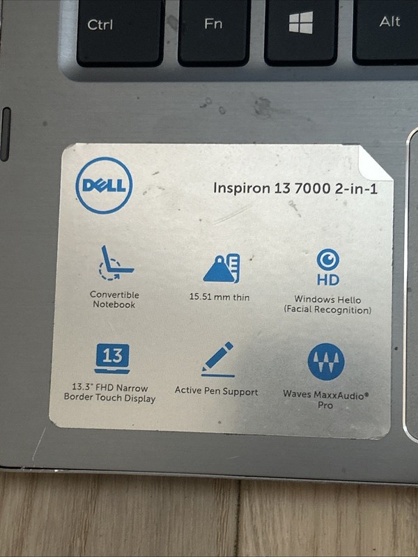 Dell Inspiron 13 7000-13 Silver Laptop NO SSD. Tested And Working (NO CHARGER) gallery