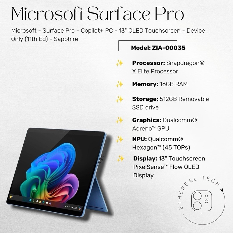 ✨ Microsoft Surface Pro 11 13” OLED X Elite 16GB 512GB Sapphire gallery