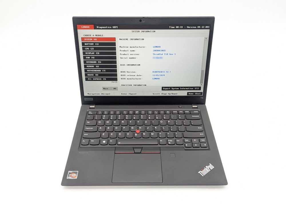Lenovo ThinkPad T14 Gen 1-AMD Ryzen 7 Pro 4750U 16GB DDR4 RAM 256GB SSD No OS/AC