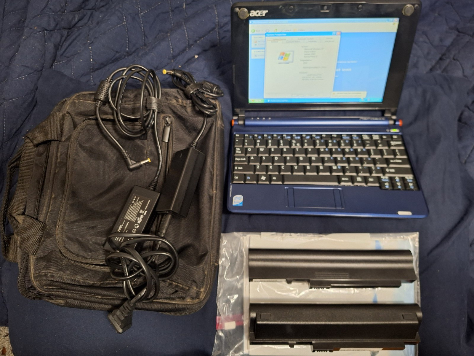 Acer Aspire One ZG5 Mini Laptop w/ Bag, Extra Batteries, Power Cables, & Manual gallery