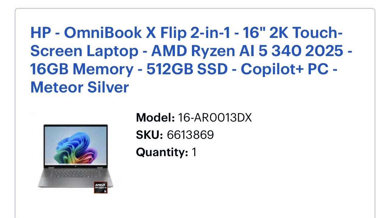 HP OmniBook X Flip 16-AR0013DX 16in Touch Ryzen AI 5 340 16GB 512GB gallery