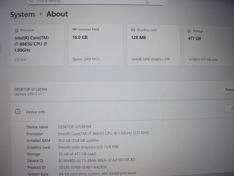 Dell Latitude 5300 2-in-1 13.3”FHD TOUCH Core i7-8665U 1.9GHz 16GB RAM 512GB SSD gallery