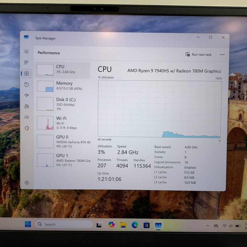 Asus ROG Zephyrus G14 GA402 Ryzen 9 7940HS 4.0GHz 16GB RAM 512GB SSD RTX 4060 gallery