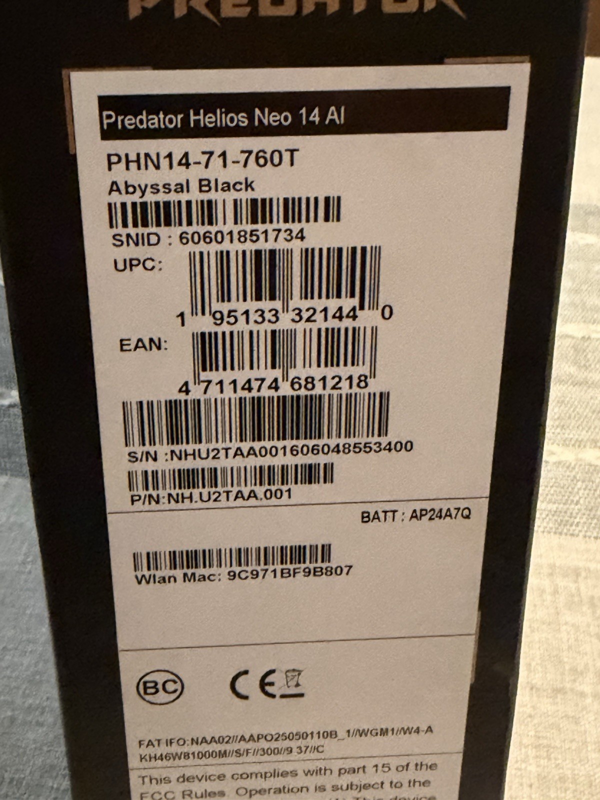 Acer Predator Helios Neo 14 AI RTX 5060 Ultra 7 255H 16GB 1TB gallery